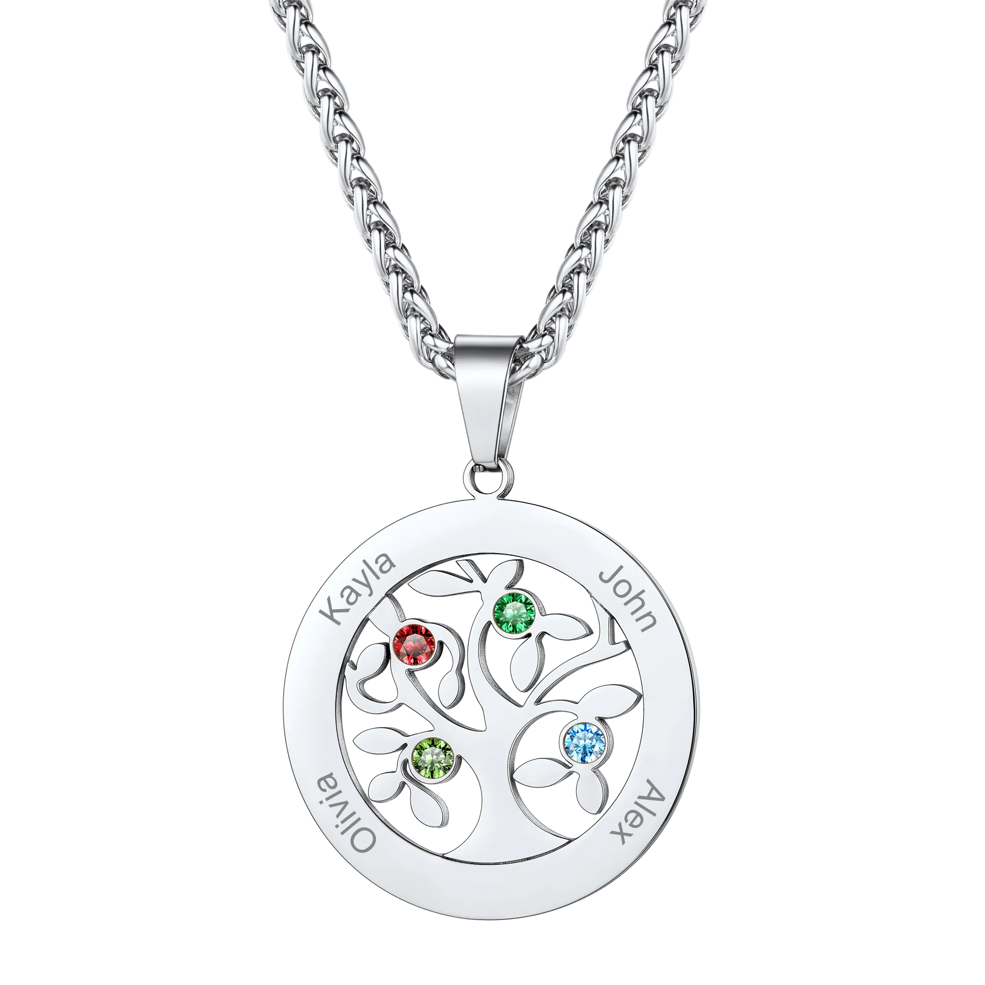 U7 Jewelry Personalized Engraved Family Names Necklace with Birthstone