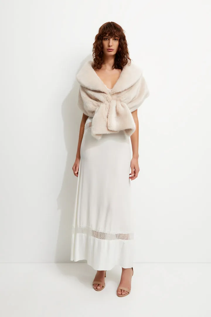 UNREAL FUR Champagne Wrap Fur Stole (Nude Pink)