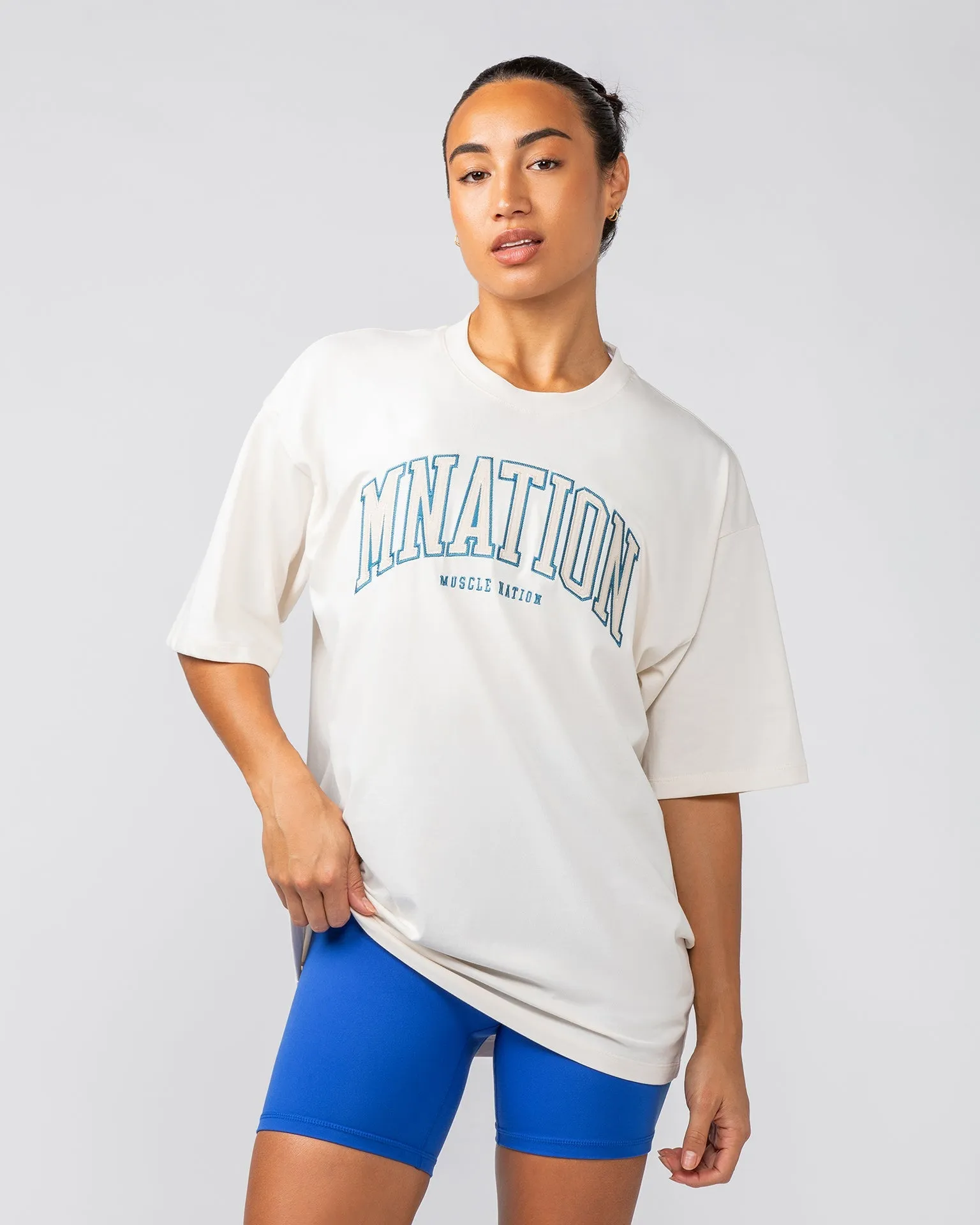 Varsity Oversized Tee - Travertine