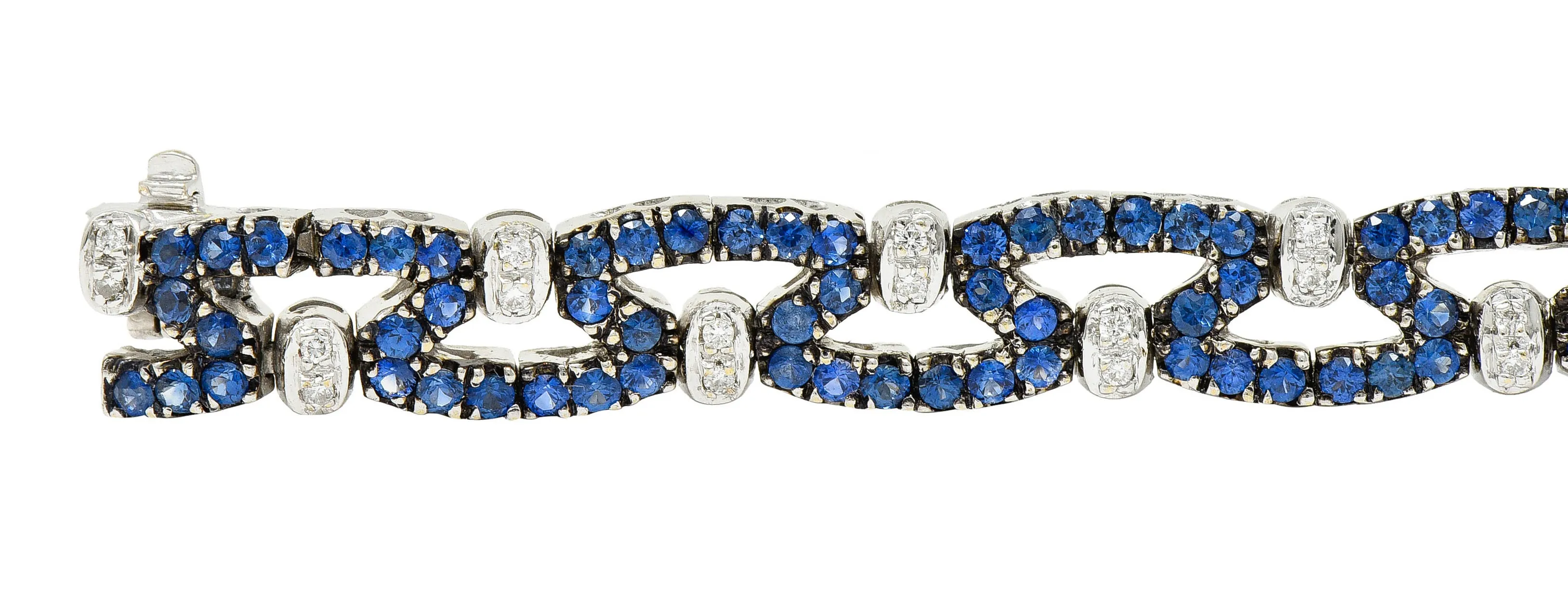 Vintage 6.50 CTW Sapphire Diamond 18 Karat White Gold Bracelet