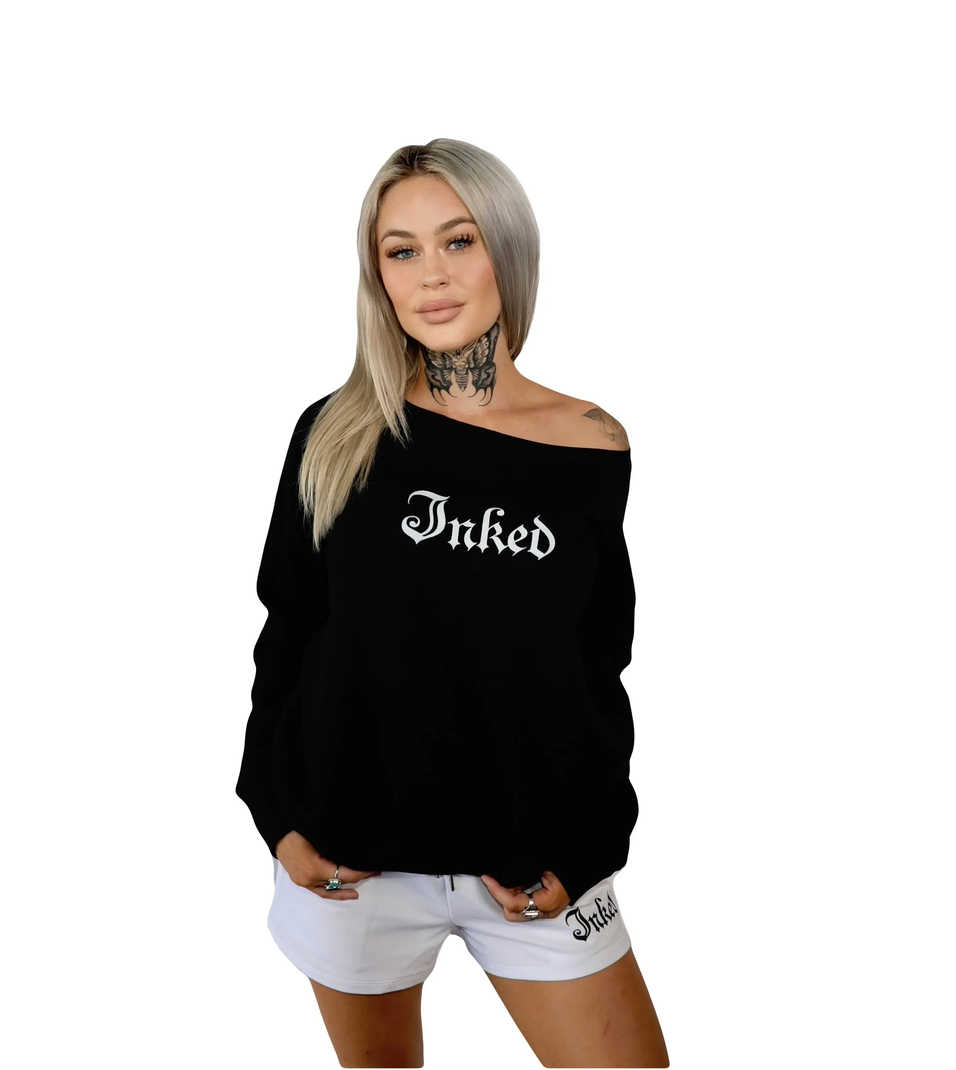 Women's Inked Logo Off The Shoulder Sweatshirt