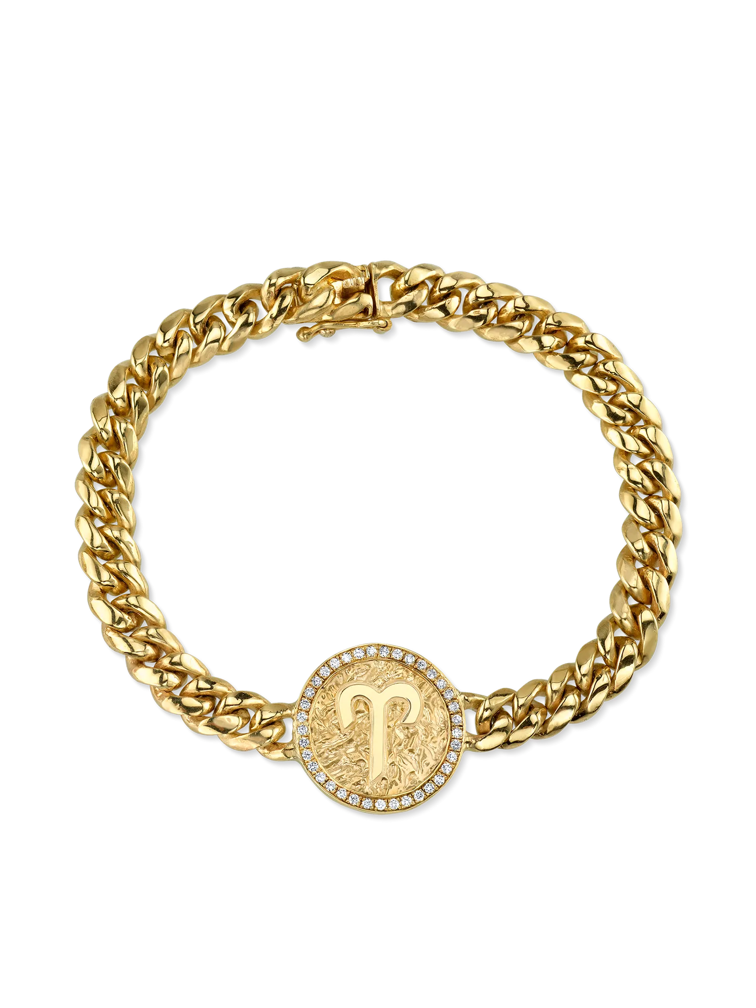 Zodiac Coin Bracelet - White Diamond / 14k Yellow Gold