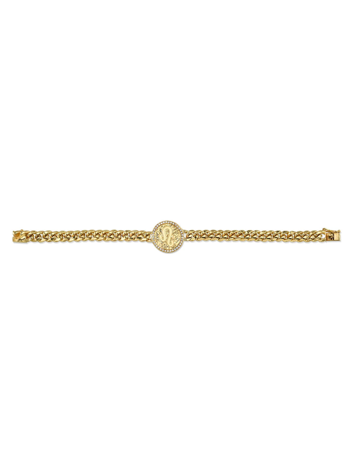 Zodiac Coin Bracelet - White Diamond / 14k Yellow Gold