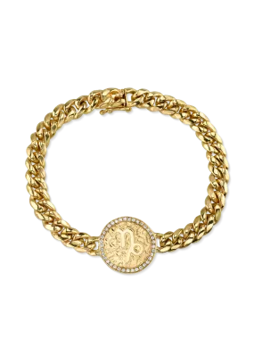 Zodiac Coin Bracelet - White Diamond / 14k Yellow Gold